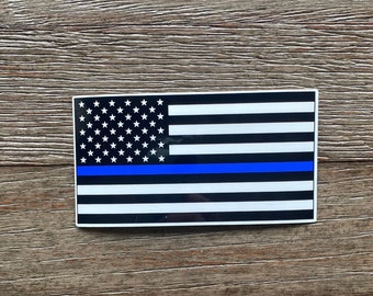 Police Flag Sticker, Back the Blue Sticker, Thin Blue Line Sticker, Thin Blue Line Flag Decal, Blue Lives Matter, Police Wife, American Flag