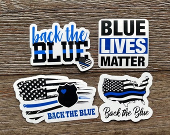 Back the Blue Sticker, Blue Lives Matter Sticker, Police Sticker Decal, Thin Blue Line Sticker, American Flag Sticker, Law Enforcement Decal