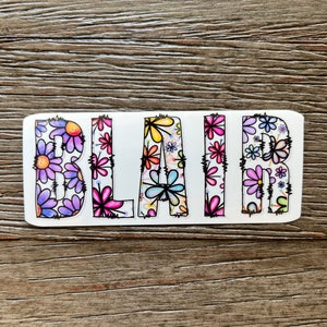 Floral Name Sticker, Custom Name Sticker for Water Bottle, Daisy Stickers, Girly Sticker, Gift for Daughter, Flower Stickers, Folder Labels
