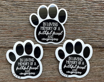 Pawprint Sticker, Custom Pet Memorial Gifts, Pet Stickers, Pet Name Memorial, Dog Memorial Stickers, In Loving Memory Gift, Faithful Friend