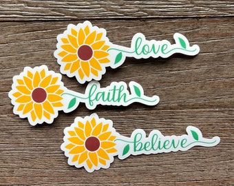 Sunflower Stickers Pack, Christian Sticker Pack, Religious Gifts for Women, Faith Sticker, Bible Stickers, Religious Stickers, Flower Gifts