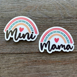 Mama and Mini Sticker Pack, Mommy and Me Stickers, Mama Sticker, Rainbow Sticker Pack, Mommy and Me Gifts, Mommy and Me Water Bottle Sticker