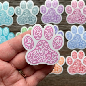 Pawprint Sticker, Dog Paw Sticker, Cat Sticker, Dog Car Sticker, Dog Mom Gift, Cat Mom Gift, Pet Lover Gift, Mandala Sticker, Pawprint Decal