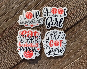 Basketball Stickers, Girl Basketball Gift, Girls Basketball Birthday Party Favor, Girl's Basketball, Basketball Sticker Pack for Waterbottle