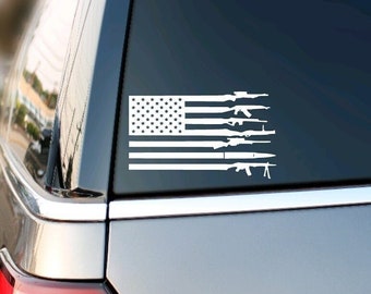 American Flag Rifle Decal, Patriotic Car Vinyl