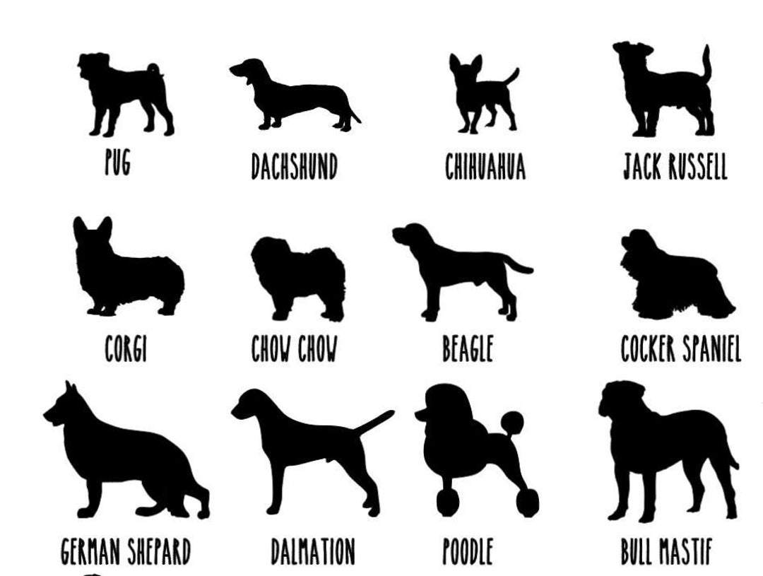 Custom Dog Decal Car, Dog Car Sticker, Dog Breed Decal, Silhouette Dog