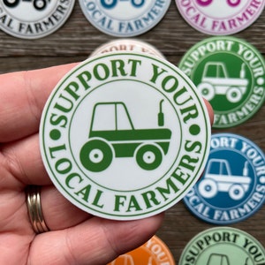 Sticker Soutenez les agriculteurs, Sticker Soutenez vos agriculteurs locaux, Stickers agriculture, Stickers tracteur, Sticker bouteille d'eau, Stickers vitres de voiture