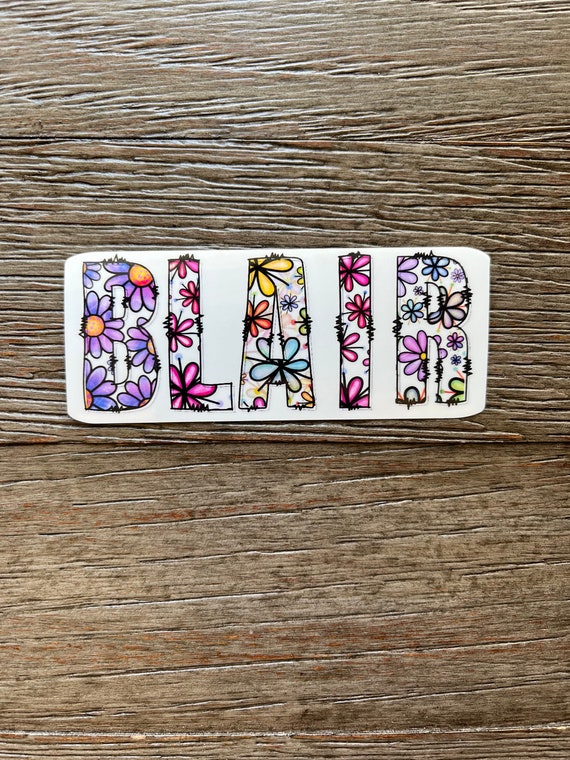 Floral Name Sticker, Custom Name Sticker for Water Bottle, Daisy Stickers, Girly Sticker, Gift for Daughter, Flower Stickers, Folder Labels