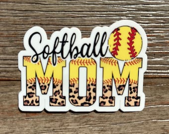 Softball Mom Sticker, Gift for Softball Mom, Sport Mom Sticker, Leopard Print Mom Sticker, Mom Decal for Water Bottle, Softball Team Gifts