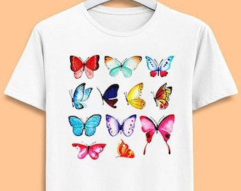 Motyle akwarelowe Motyle T-shirt Mem Gamer Cool Cult Movie Music Gift Tee 7030