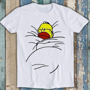 Homer Simpson Dormire Pigro The Simpson Divertente Cartone Animato Unisex Uomo Donna Regalo Musica Cool Moda Top Retro Maglietta T-Shirt 7098