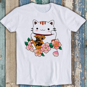 Maneki Neko Lucky Cat Fortune Happiness Wealth T Shirt  Meme Gift Funny  Style Unisex Cult Movie Music Tee T824
