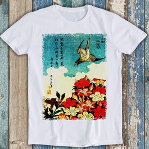 Katsushika Hokusai Cuckoo Azaleas Painting Design Japan Art  Unisex Men Women Gift Cool Cult Movie Fashion Top Tee T Shirt T851