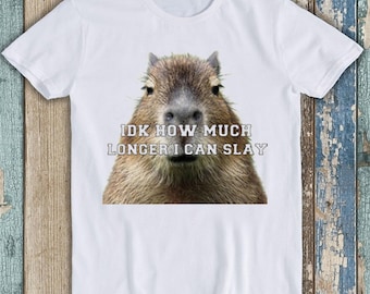 Idk How Many Longer I Can Dood Capibara Sarcastisch Dank Meme Unisex Ontwerp Heren Dames Cadeau Cool Muziek Mode Top Retro T-shirt T945