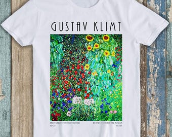 Camiseta de regalo del Museo Belvedere con jardín de la granja de Gustav Klimt y girasoles T2556