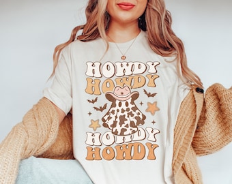 Salve camicia di Halloween, camicia di Halloween, camicia fantasma da cowboy, camicia di Halloween occidentale, camicia di zucca di salve, camicia di salve, regalo di Halloween Unisex