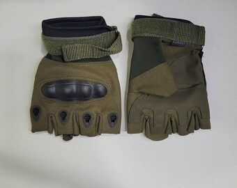 Tactical Hard Knuckle Half Finger Gloves-Army Military Airsoft Work Fingerless