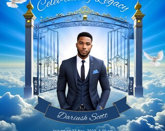 Funeral Invitation Template: Memorial Announcement, Canva Design (Digital)