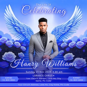 Memorial Funeral Announcement Flyer, Funeral Announcement Template, Funeral Invite Invitation, Rest In Peace Editable Flyer Editable Custom
