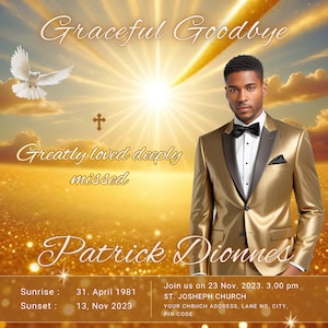 Memorial Funeral Announcement Flyer, Funeral Announcement Template, Funeral Invitation, Rest In Peace Editable Flyer Editable Custom