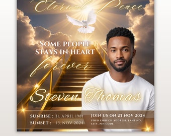 Memorial Funeral Announcement Flyer, Funeral Announcement Template, Funeral Invite Invitation, Rest In Peace Editable Flyer Editable Custom