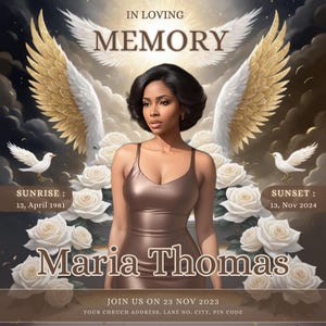 Memorial Funeral Announcement Flyer, Funeral Announcement Template, Funeral Invite Invitation,Rest In Peace, Editable Flyer, Golden Memorial