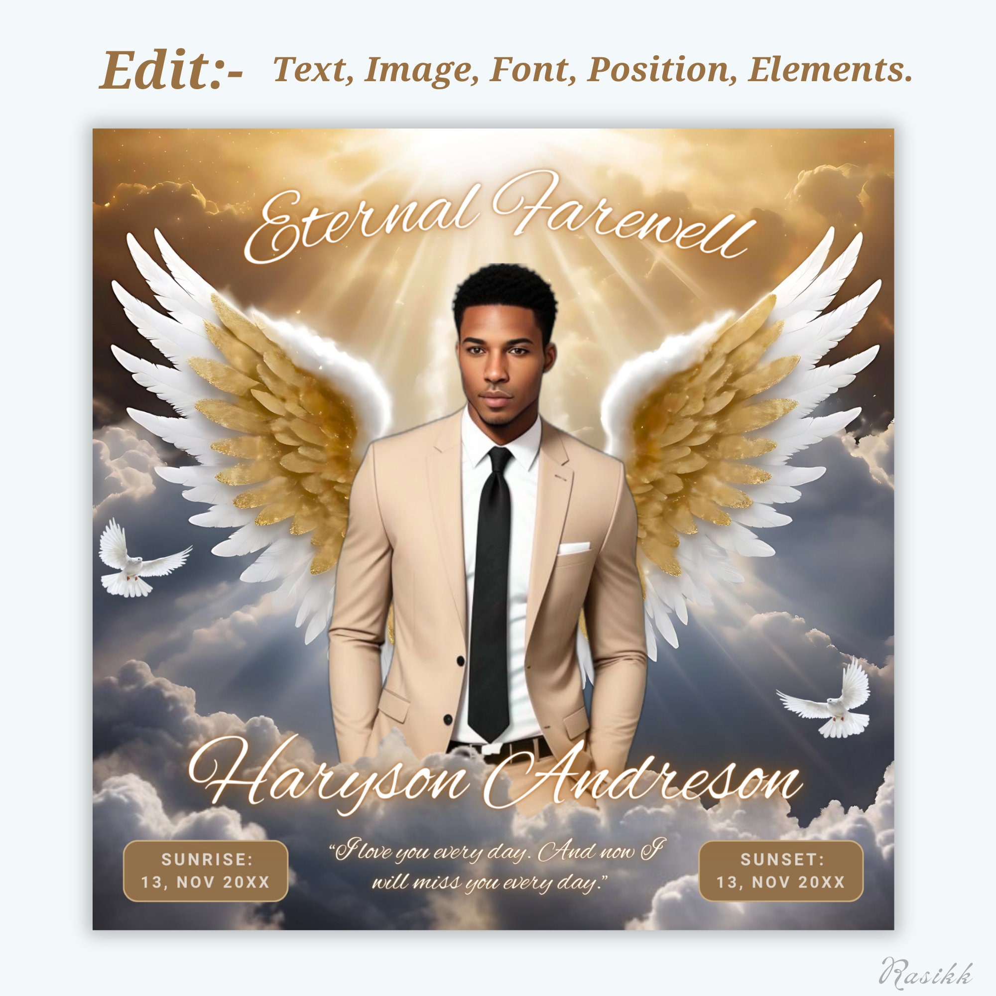 Memorial Funeral Announcement Flyer, Funeral Announcement Template