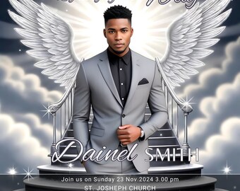 Funeral Invitation Template: Memorial Announcement, E-vite (Canva, Digital)