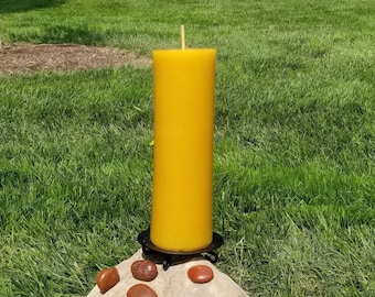Beeswax Pillar Candle| 3-Inch Diameter x 8-Inch Tall |Pure Beeswax| Hand Poured| Hand Finished and Burnished| Brilliant Flame| Natural Wick