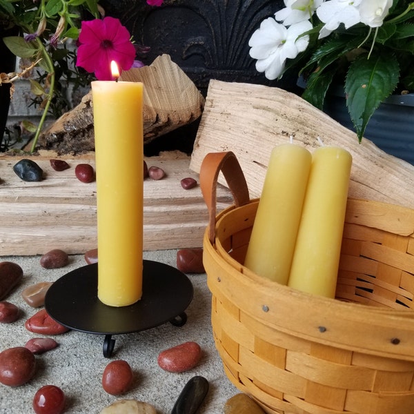 Beeswax Pillar Candles | 100 % Pure Beeswax | All Natural | Long Burning | Colonnade | 6-inch x 1.25-inch | 3 Pack | Hypo-Allergenic