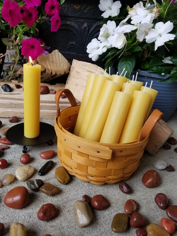 Bulk Beeswax Pillar Candles 100 % Pure Beeswax Organic Long Burning  Colonnade 4-inch X 1.25-inch 12 Pack Hypo-allergenic 