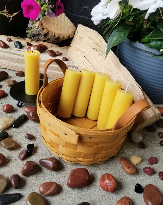 Bulk Beeswax Pillar Candles 100 % Pure Beeswax All Natural Long Burning  Colonnade 4-inch X 1.25-inch 6 Pack Hypo-allergenic 