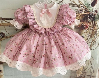 FLORAL GIRL DRESS, Lace Fairy Dress, Handmade Flower Princess Dress for Infants: Perfect for Photos and Special Occasions