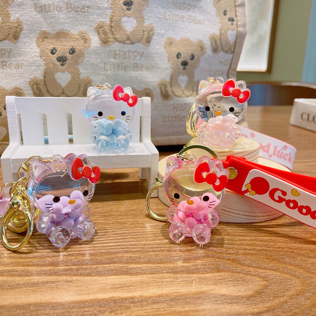 Hello Kitty Floating Liquid Keychain Etsy
