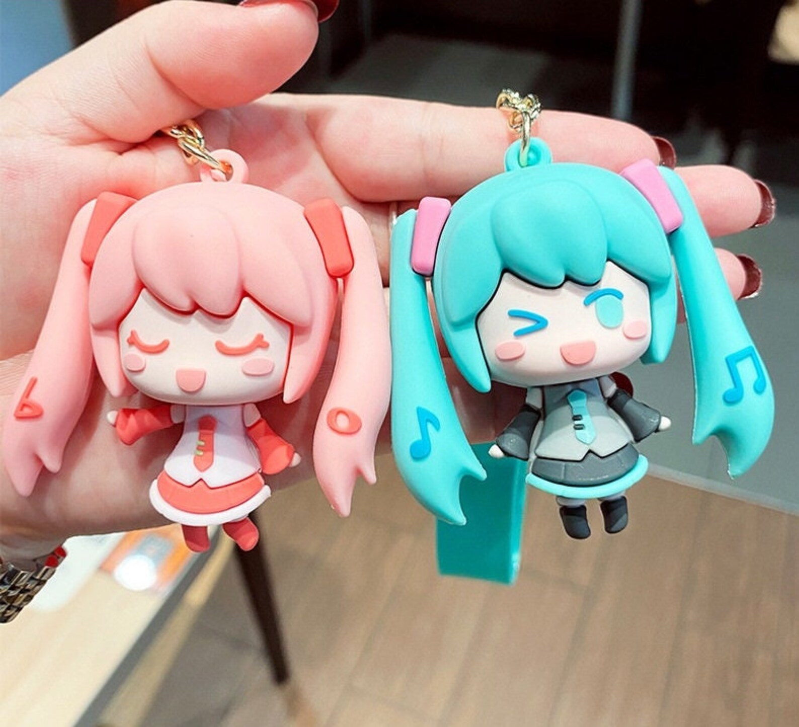 Japan Hatsune Miku Keychain Adorable Cute Keychain Car Key Etsy