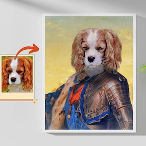 Personalized Royal King and Queen Pet Portrait - Customer Pet Portrait from Photo Home Decor- Pet Memorial Gifts - Funny Gift for Pet Lovers