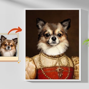 Personalized Royal King and Queen Pet Portrait - Customer Pet Portrait from Photo Home Decor- Pet Memorial Gifts - Funny Gift for Pet Lovers