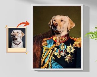 Pet Portrait, Regal Royal Animal Canvas Painting Personalize Art Gift, Custom Pet Portrait, Pet Portrait Royal, Dog Portrait, Cat Portrait