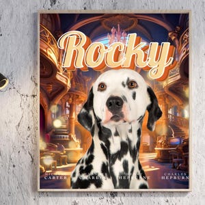 Personalized Pet Portrait On CANVAS or DIGITAL Movie style | Cat Dog Bunny Horse Pet Commission from Photo | Memorial Pet