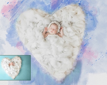 Personalized Watercolor Newborn Baby Portrait, Custom Portrait From Photo, Canvas Wall Art For Home Decor, Commission Art, New Parents Gift