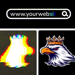 May include: A digital illustration of a white eagle wearing a gold crown. The eagle has red eyes and a blue and white background.