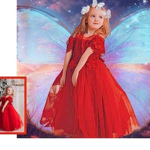 Personalized Butterfly Style Portrait, Custom Portrait From Photo, Canvas Wall Art For Home Decor, Commission Digital Art, Birthday Gift