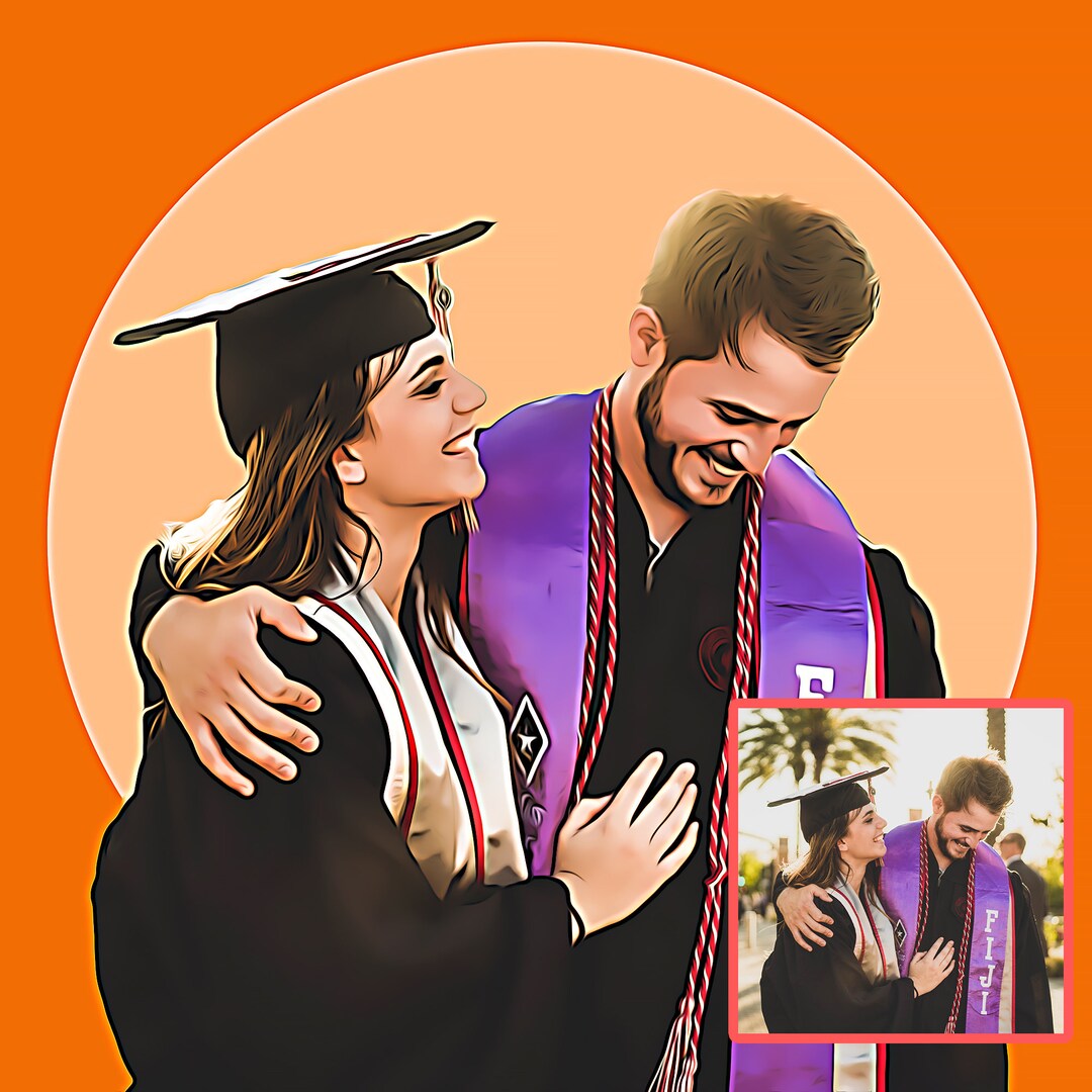 Custom Graduation Portrait From Photo Graduation Print Cartoon Artistic ...