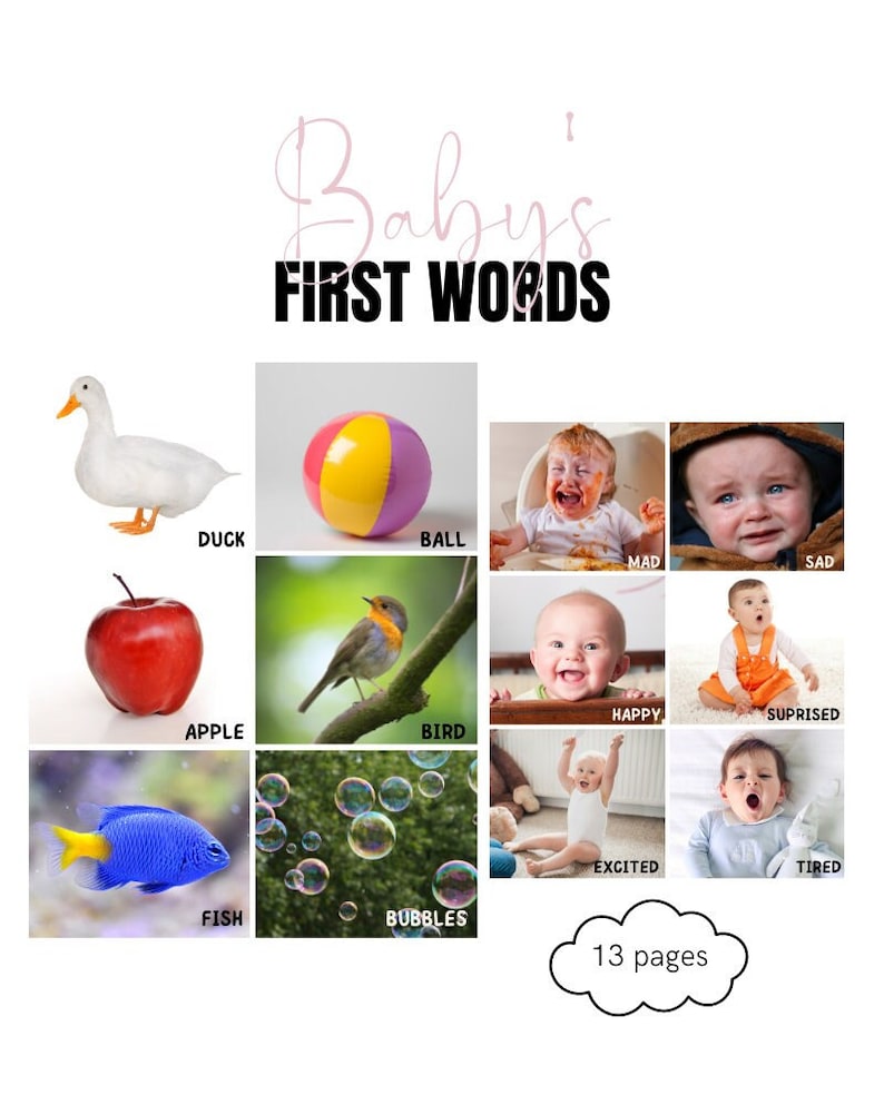 Baby's First Words Printout Infants & Toddlers 13 Pages - Etsy