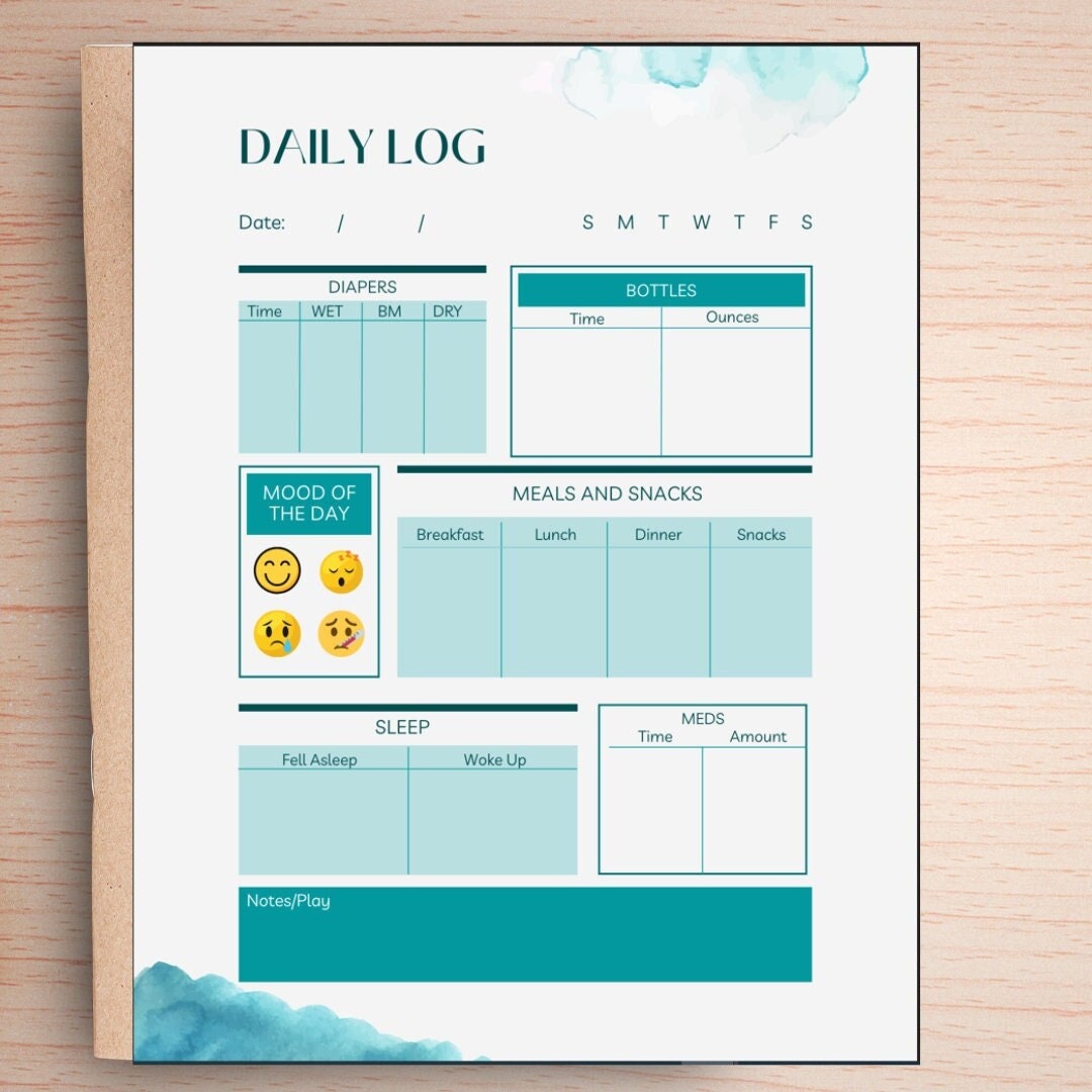 Infant Daily Log Printable, Nanny Log, Daily Baby Report - Etsy
