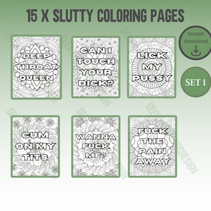 15x Slutty Adult Coloring Pages Set 1, Dirty Coloring, Swearing