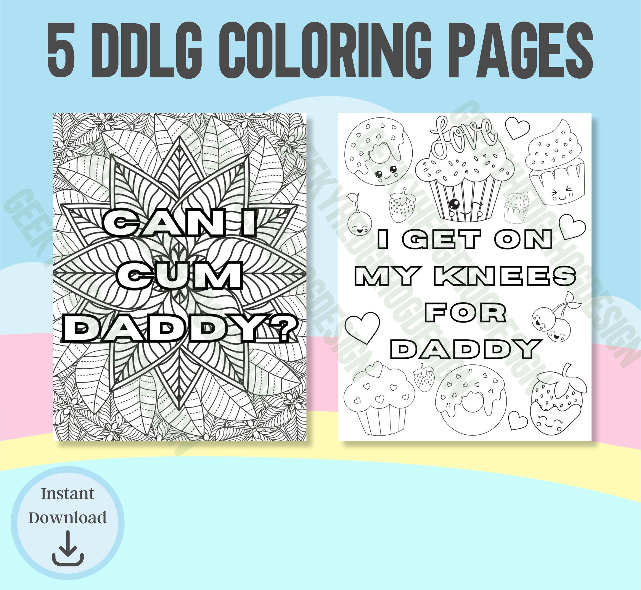 Coloring Pages, DDLG, ABDL, Daddy's Good Girl, Babygirl, Adult Coloring