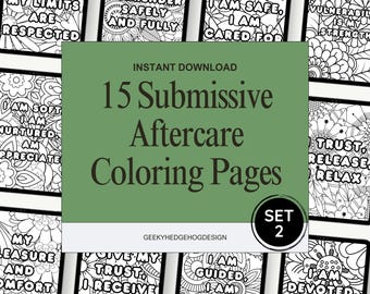 BDSM Aftercare Colouring Pages: 15 Submissive Aftercare Quotes Set 2 (PDF & PNG Files Included)