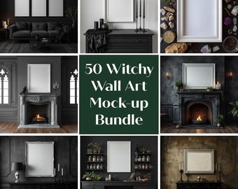 Witchy Room Frame Mockups: Dark Gothic Wall Art (Digital Download)
