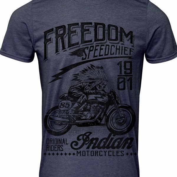 FREE P&P Indian Motorcycle Motif Biker men t shirt Cafe racer Motorcycle gift biker retro vintage riders